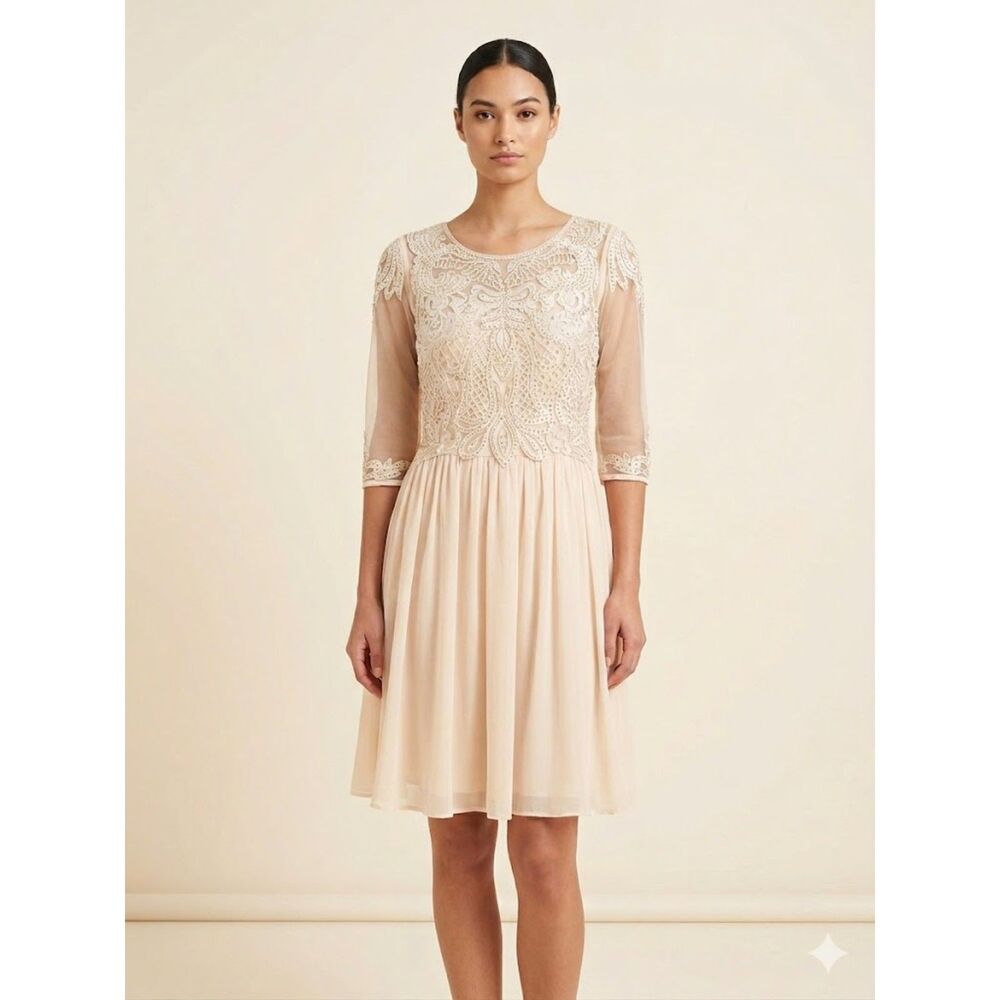 Nox Anabel Lace Rhinestone Champagne Dress L Homecoming Whimsical Romantic